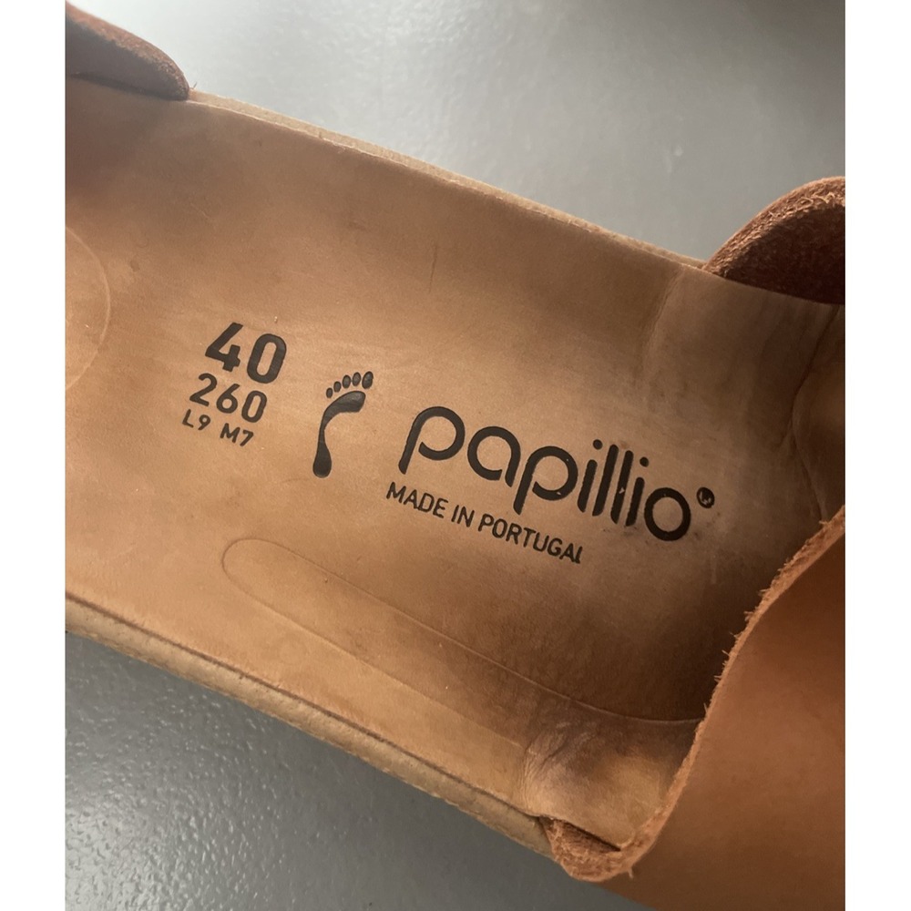 Papillio Birkenstock Glenda Cognac Nubuck Leather Platform Sandals Size 9 - Picture 6 of 9